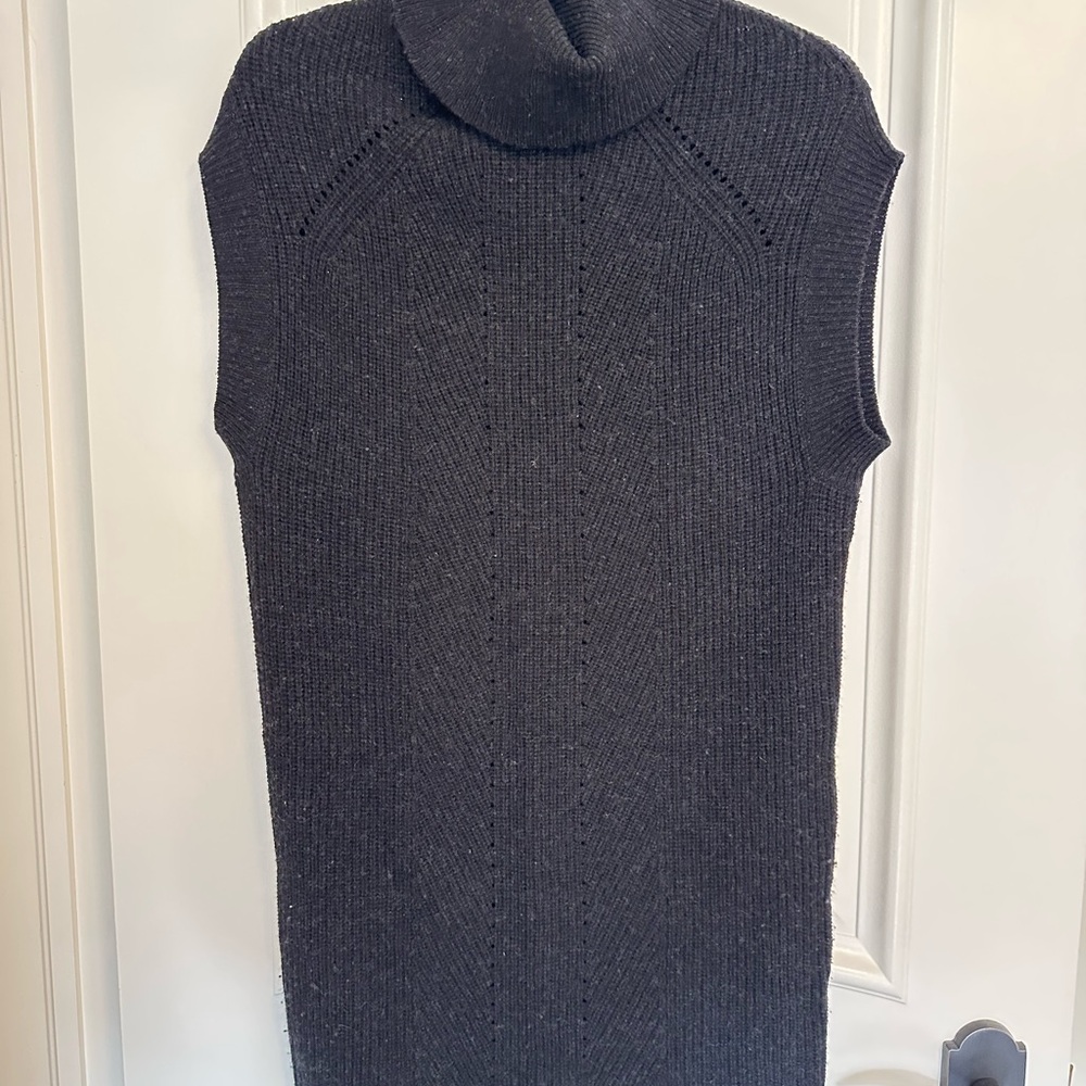 Vince Charcoal Sleeveless Turtleneck Sweater